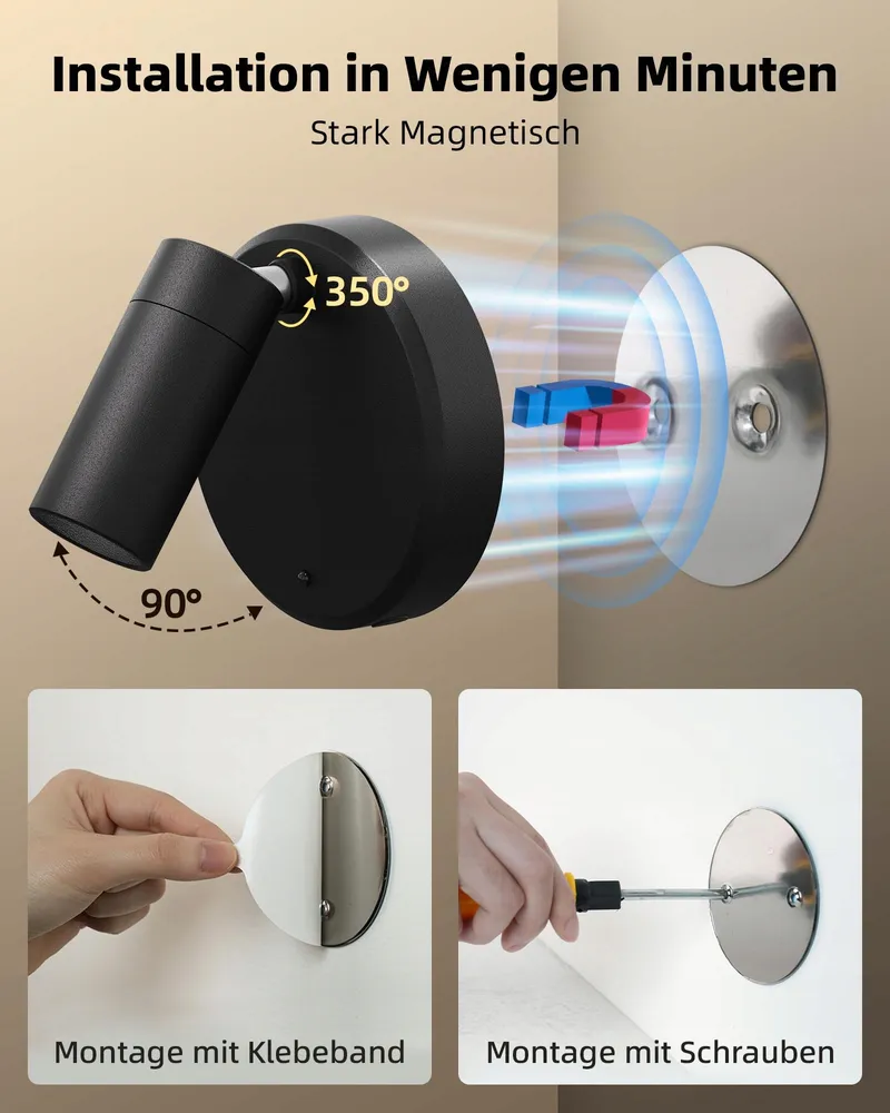 EZVALO LED Wandlamp Draadloos Afstandsbediening Dimbaar 5500mAh — foto 7