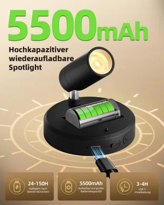 EZVALO LED Wandlamp Draadloos Afstandsbediening Dimbaar 5500mAh — miniatuur 2