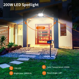 BLIVRIG LED Schijnwerper Buiten Waterdicht 200W IP66 Koudwit — miniatuur 2