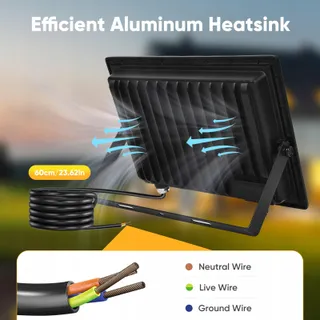 PLAZIQUE LED Schijnwerper Buiten Met Bewegingsmelder Waterdicht 50W — miniatuur 5