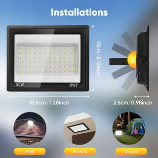 PLAZIQUE LED Schijnwerper Buiten Met Bewegingsmelder Waterdicht 50W — miniatuur 4