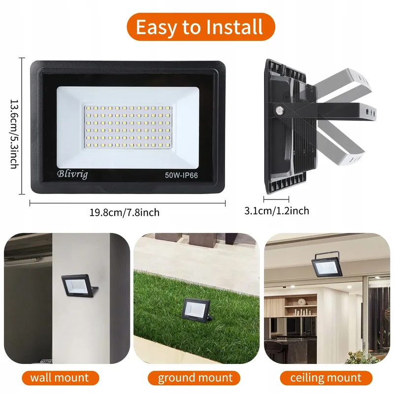 BLIVRIG LED Schijnwerper Waterdicht Koud Wit 2x50W IP66 — foto 7