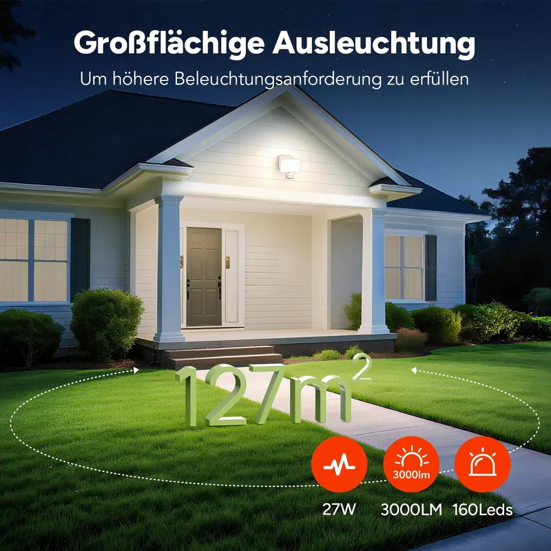 OREiN LED Schijnwerper Buiten Met Bewegingsmelder Wit 27W IP65 — foto 3