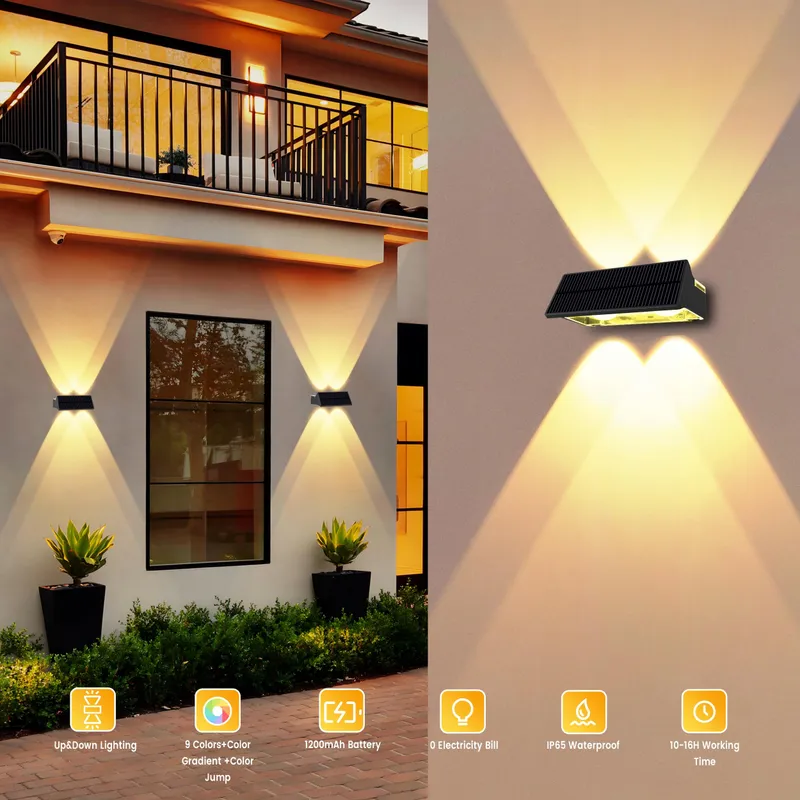 SUNUNINY Solarlampen Buiten RGB Tuin Terras Balkon IP65 4 Stuks — foto 4