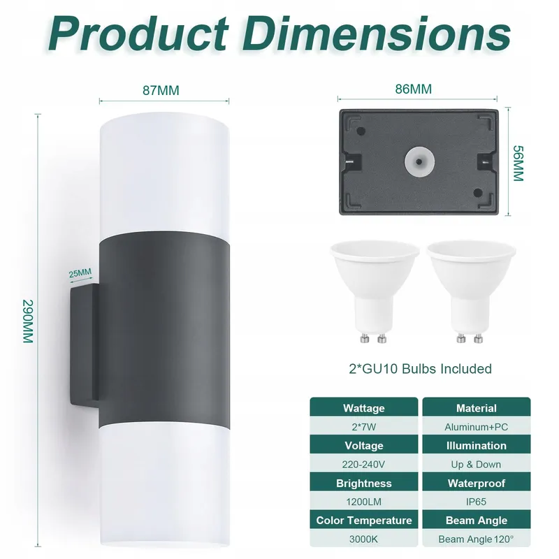 Y LED Wandlamp Binnen Buiten Draaibaar Antraciet 14W IP65 3000K — foto 2