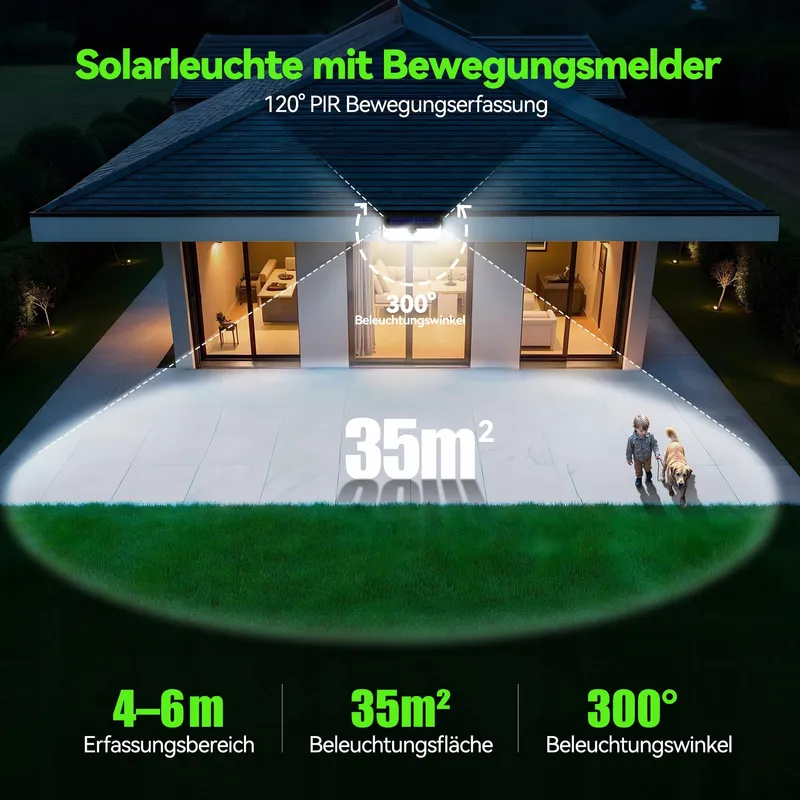 TE Solar Buitenlampen met Bewegingssensor Superhelder IP66 416 LED 4 Stuks — foto 6