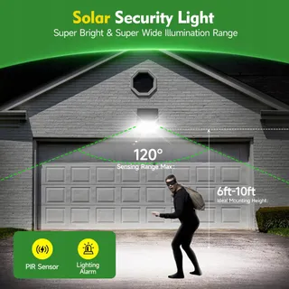 OHAYORI Solarlamp Met Bewegingsmelder Tuin 122 LED IP65 — miniatuur 3