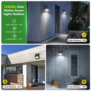 OHAYORI Solarlamp Met Bewegingsmelder Tuin 122 LED IP65 — miniatuur 2