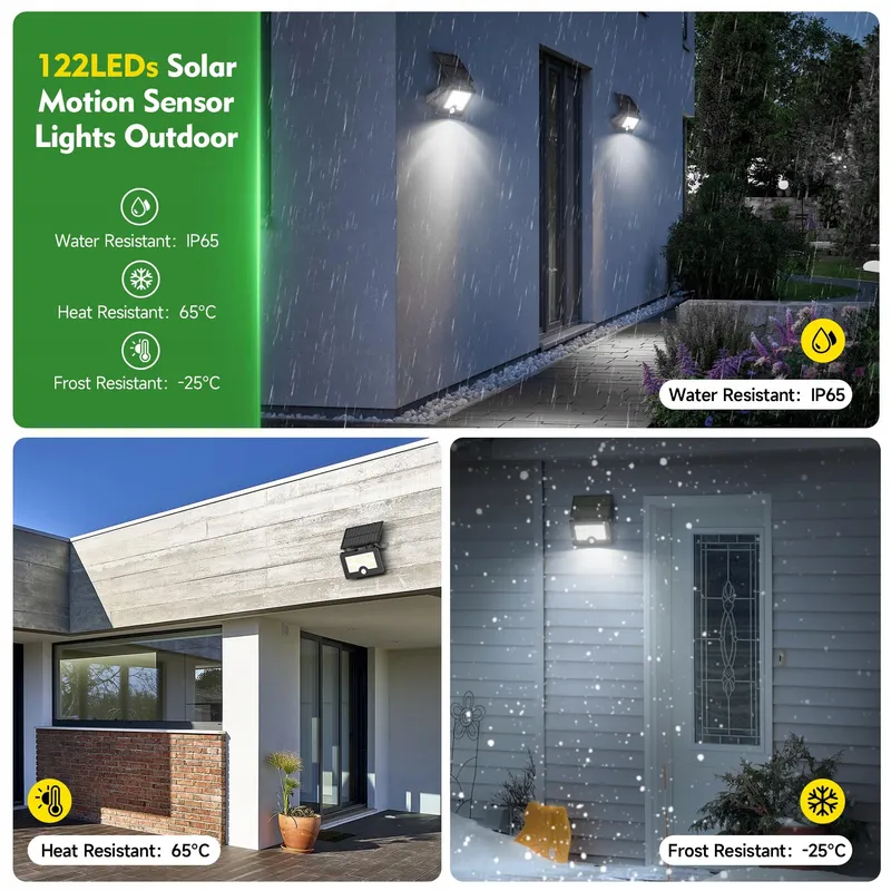 OHAYORI Solarlamp Met Bewegingsmelder Tuin 122 LED IP65 — foto 2
