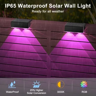 ELLASAY Solar Wandlamp RGB LED Tuin Terras Balkon IP65 — miniatuur 5