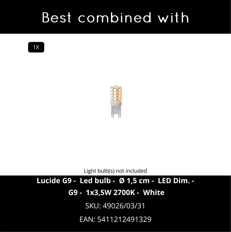 LUCIDE XERA Wandlamp Wit Binnen Decoratief 1xG9 16x8x8cm — foto 9