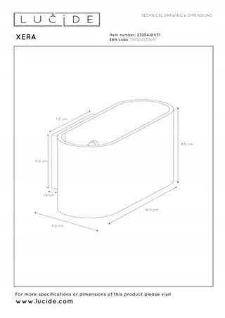 LUCIDE XERA Wandlamp Wit Binnen Decoratief 1xG9 16x8x8cm — miniatuur 8