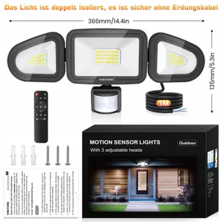 MEIKEE LED Schijnwerper Bewegingsmelder Afstandsbediening IP66 42W 6500K — miniatuur 7