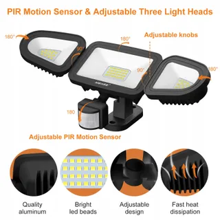MEIKEE LED Schijnwerper Bewegingsmelder Afstandsbediening IP66 42W 6500K — miniatuur 5