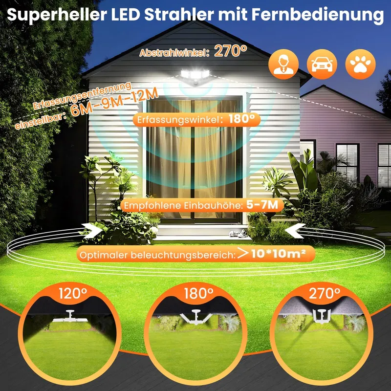MEIKEE LED Schijnwerper Bewegingsmelder Afstandsbediening IP66 42W 6500K — foto 2