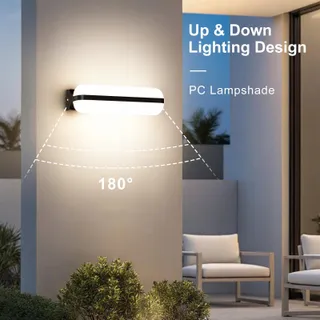 VIVALE LED Buitenwandlamp Up Down Zwart Balkon Tuin 20W IP65 — miniatuur 6