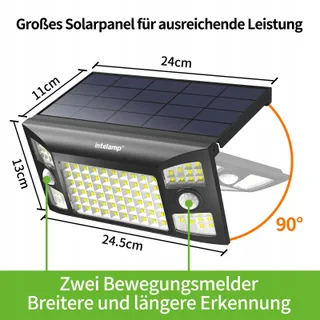 INTELA Solarlamp Bewegingssensor 2 Stuks Waterdicht IP65 Tuin — miniatuur 4