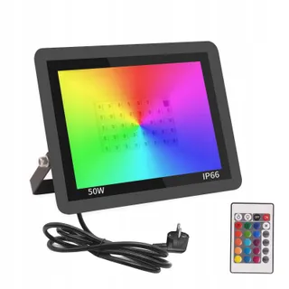 FOSI LED RGB Schijnwerper Buiten Dimbaar Afstandsbediening 50W IP66 — miniatuur 1