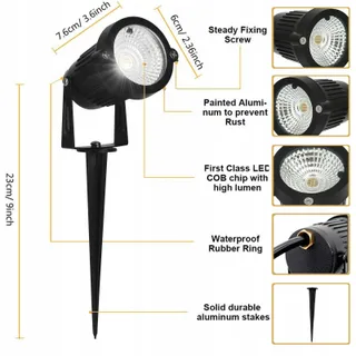 AHOTS LED Tuinlamp RGB met Grondpin Waterdicht 5W IP66 — miniatuur 5
