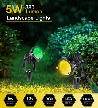 AHOTS LED Tuinlamp RGB met Grondpin Waterdicht 5W IP66 — miniatuur 2