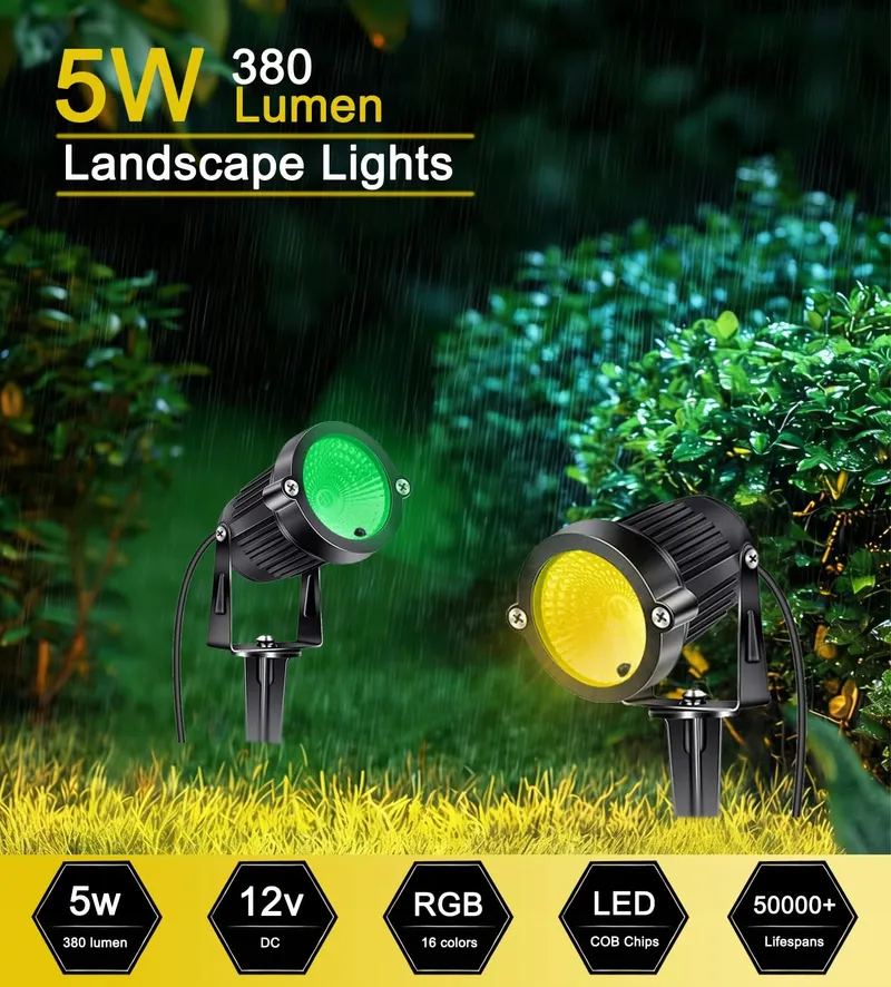 AHOTS LED Tuinlamp RGB met Grondpin Waterdicht 5W IP66 — foto 2