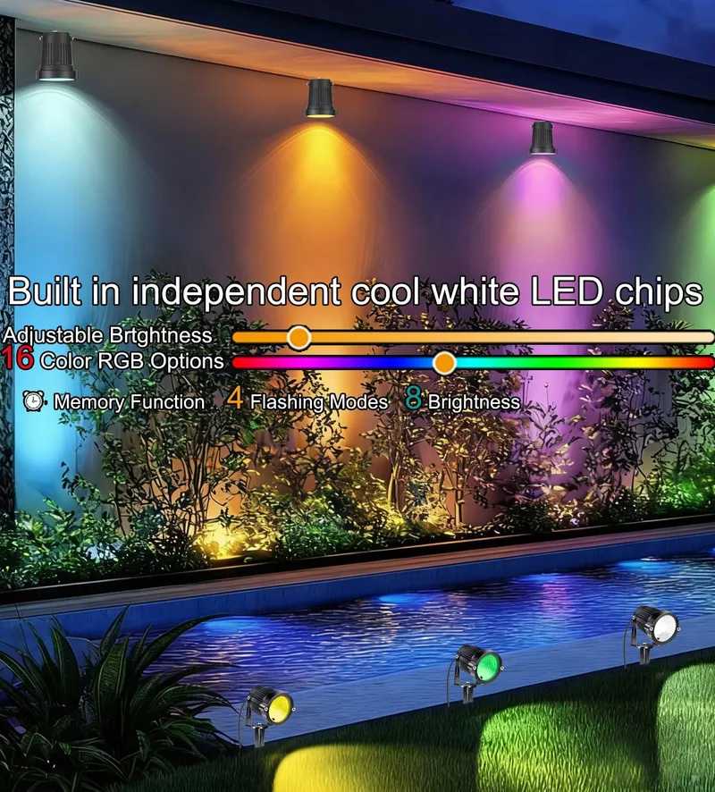 AHOTS LED Tuinlamp RGB met Grondpin Waterdicht 5W IP66 — foto 3