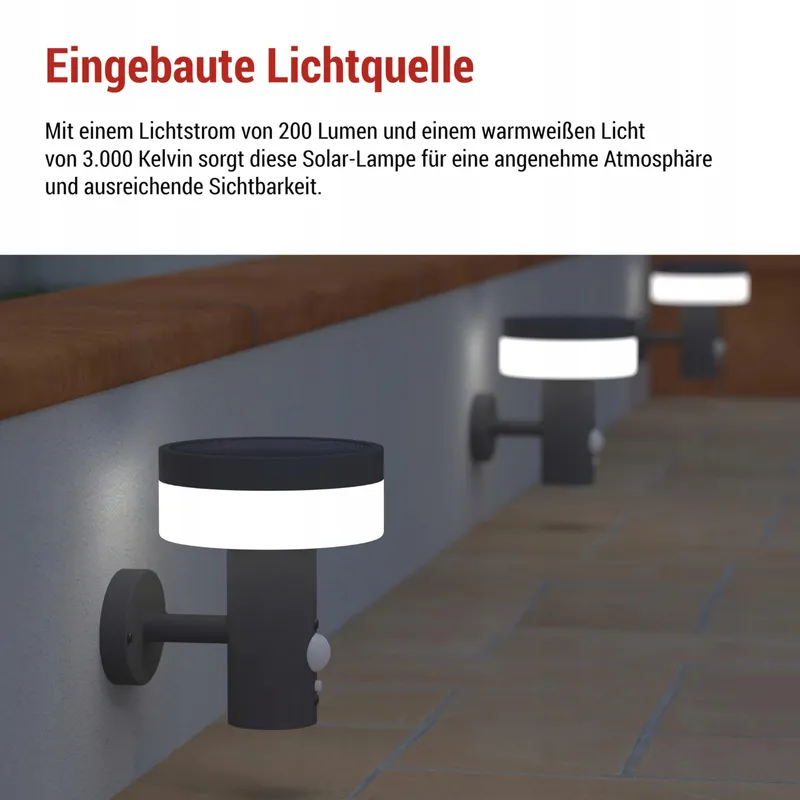 EMOS Solar LED Lamp Bewegingsmelder Huis Tuin Waterdicht 200lm — foto 3