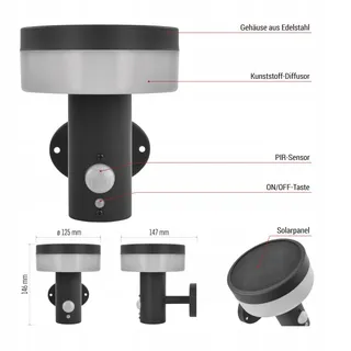 EMOS Solar LED Lamp Bewegingsmelder Huis Tuin Waterdicht 200lm — miniatuur 5
