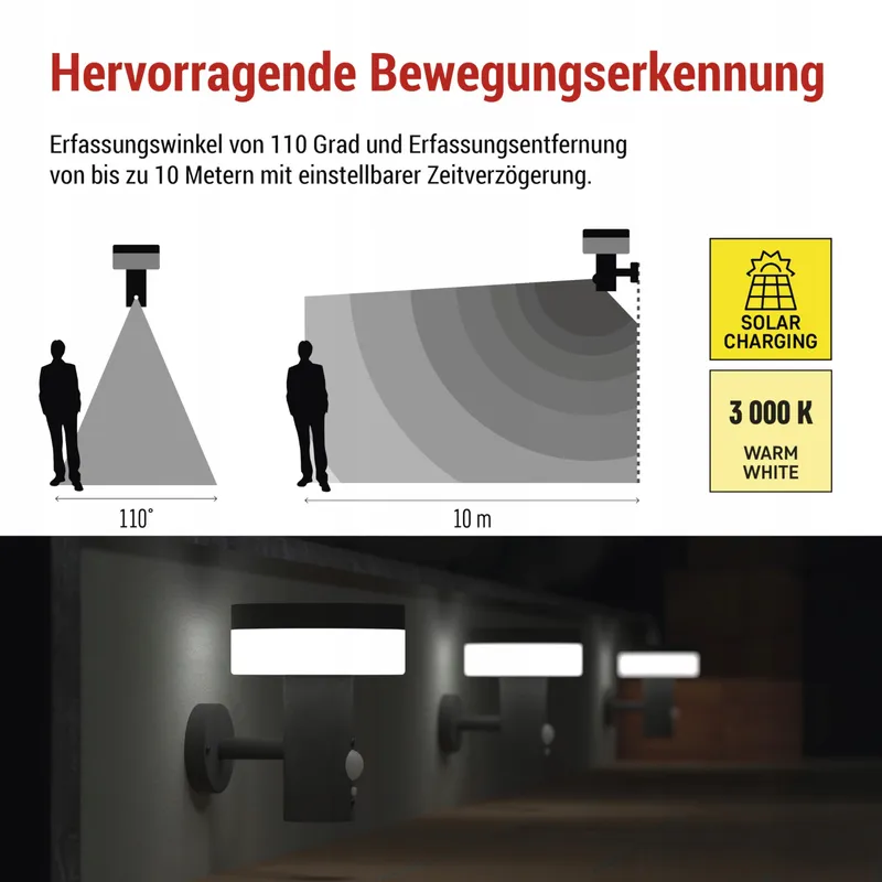 EMOS Solar LED Lamp Bewegingsmelder Huis Tuin Waterdicht 200lm — foto 4