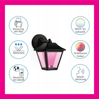 WiZ Smart WiFi Buitenwandlamp Kleur Tuin Terras IP44 — miniatuur 3