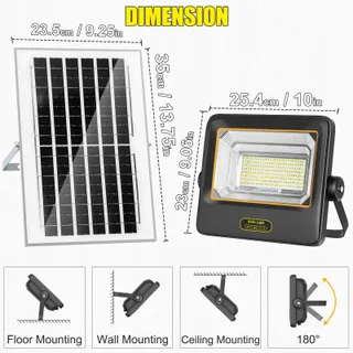 TOPBOS Solarlamp Buiten Afstandsbediening Garage Waterdicht 200W IP67 — miniatuur 7