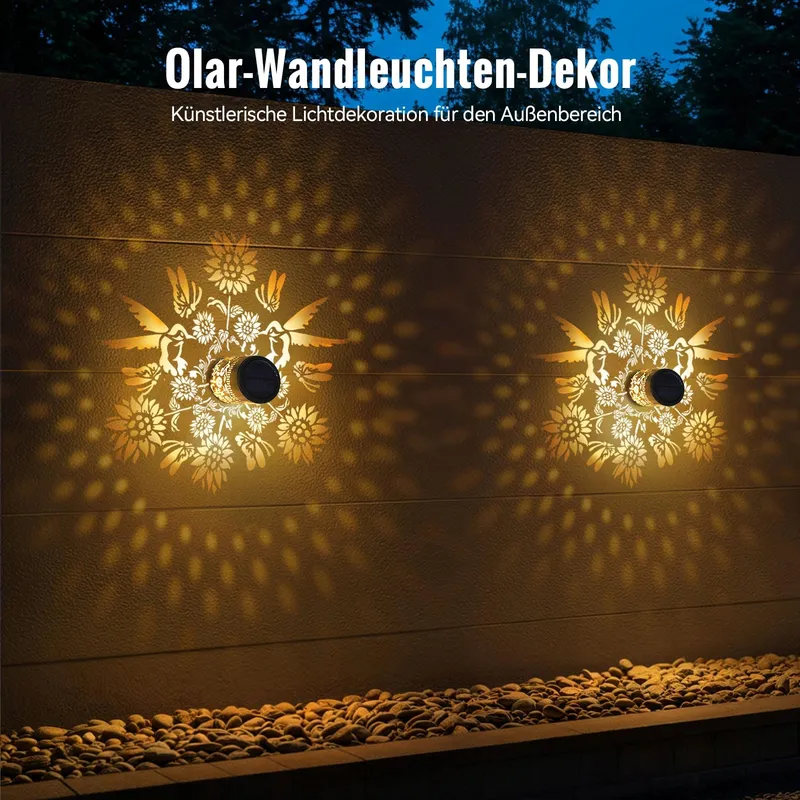 FABSTYL Solar LED Wandlampen Buiten Terras Tuin 2 Stuks — foto 2