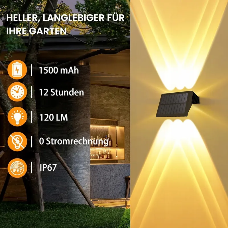 DELAIGLOW Solar Tuinlamp Terras Warmwit 6 LED IP67 — foto 2