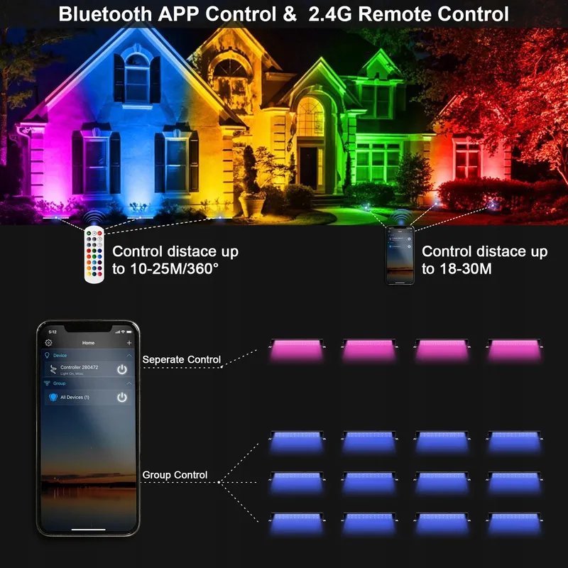 INDMIRD RGB Schijnwerper App Afstandsbediening 50W IP66 — foto 3