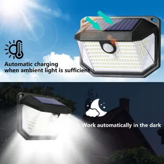 EAGEEN Solar LED Buitenlamp met Bewegingssensor IP65 Zwart 2 Stuks — miniatuur 2