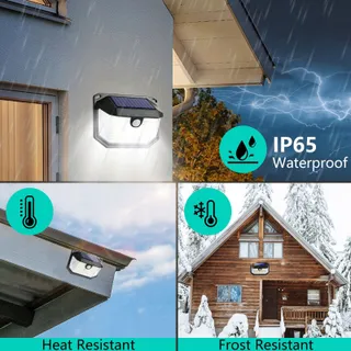 EAGEEN Solar LED Buitenlamp met Bewegingssensor IP65 Zwart 2 Stuks — miniatuur 4