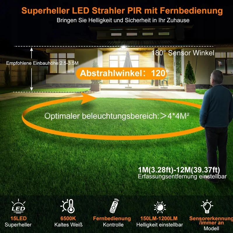 MEIKEE LED Schijnwerper Afstandsbediening Verstelbaar 15W 6500K IP66 — foto 2
