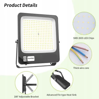 FOSINGUT LED Schijnwerper Waterdicht Warmwit 200W IP66 — miniatuur 5