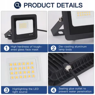 FUPE LED Schijnwerper Buiten Waterdicht Tuin Zwart 20W IP65 — miniatuur 6