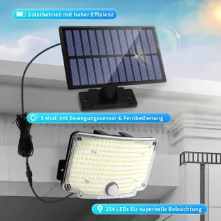 CNMTCCO Solar Wandlamp Bewegingssensor Tuin 254 LED IP65 — miniatuur 4