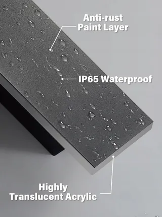 YUEEU LED Buitenwandlamp Lang Zwart Waterdicht IP65 — miniatuur 4