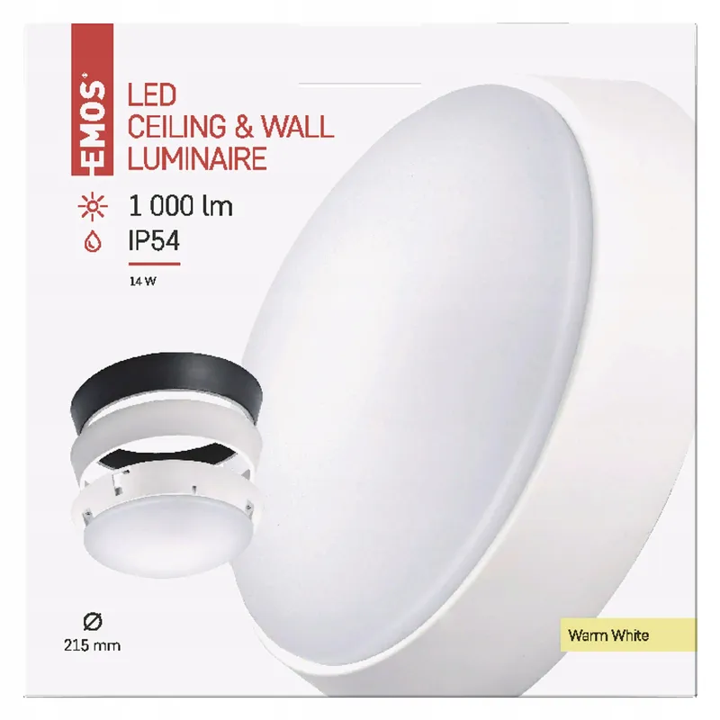 EMOS LED Wand- En Plafondlamp Rond Waterdicht 14W 1000lm — foto 1