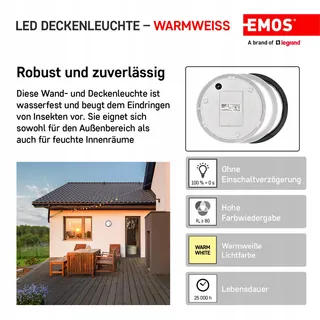 EMOS LED Wand- En Plafondlamp Rond Waterdicht 14W 1000lm — miniatuur 3