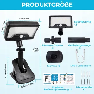 LUSTALED Solarlamp Buiten Met Bewegingssensor USB 92 LED 3 Standen — miniatuur 7