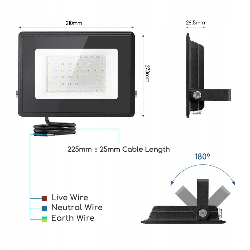 AIGOST LED Schijnwerper Waterdicht Tuin Garage Fel 50W IP65 — foto 6