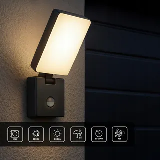 MIRATIC LED Buitenlamp Bewegingssensor Grijs Waterdicht IP65 — miniatuur 2