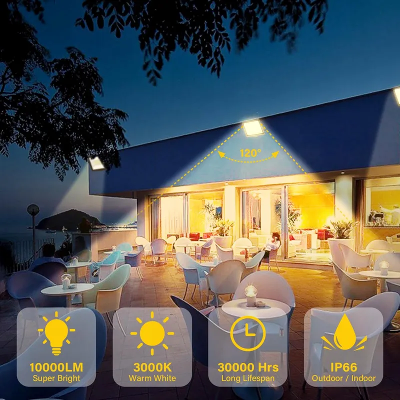 PICAA LED Schijnwerper Waterdicht Warmwit 100W IP65 — foto 7
