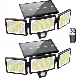 MEXLLEX Solar Buitenlamp Bewegingsmelder Afstandsbediening 304 LED IP65 — miniatuur 1