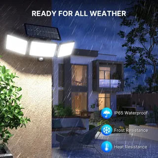 MEXLLEX Solar Buitenlamp Bewegingsmelder Afstandsbediening 304 LED IP65 — miniatuur 7