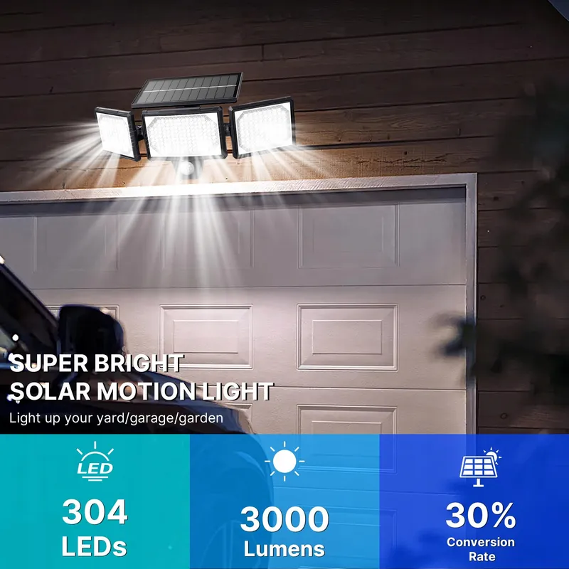 MEXLLEX Solar Buitenlamp Bewegingsmelder Afstandsbediening 304 LED IP65 — foto 2
